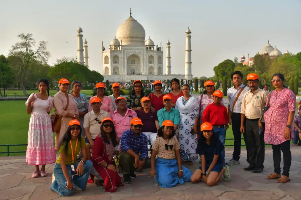 Visitors at Taj Mahal iconic monument India