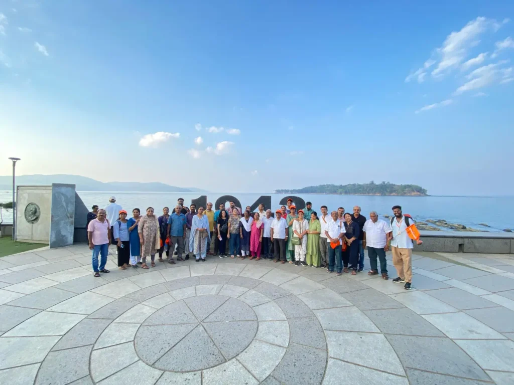 Group photo at Meghalaya viewpoint during Assam tour