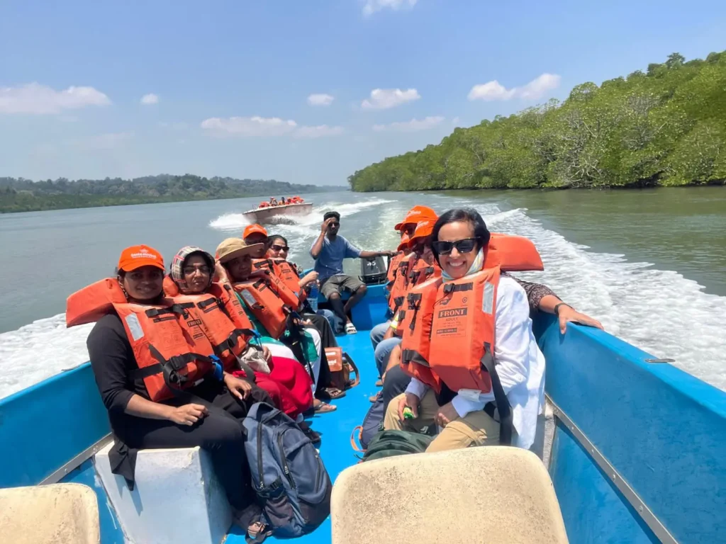Tour group enjoying Andaman island vacation