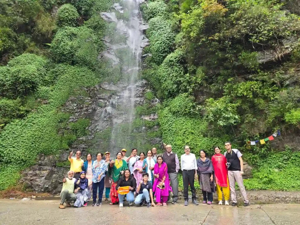 Tour group visiting Bhutan Himalayan kingdom