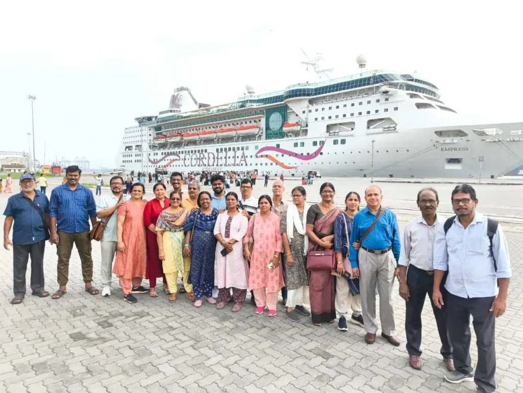 Passengers boarding Cordelia cruise ship for sea voyage
